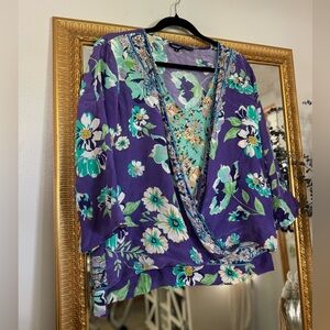 Tolani Purple Wrap Blouse with Relaxed Fit